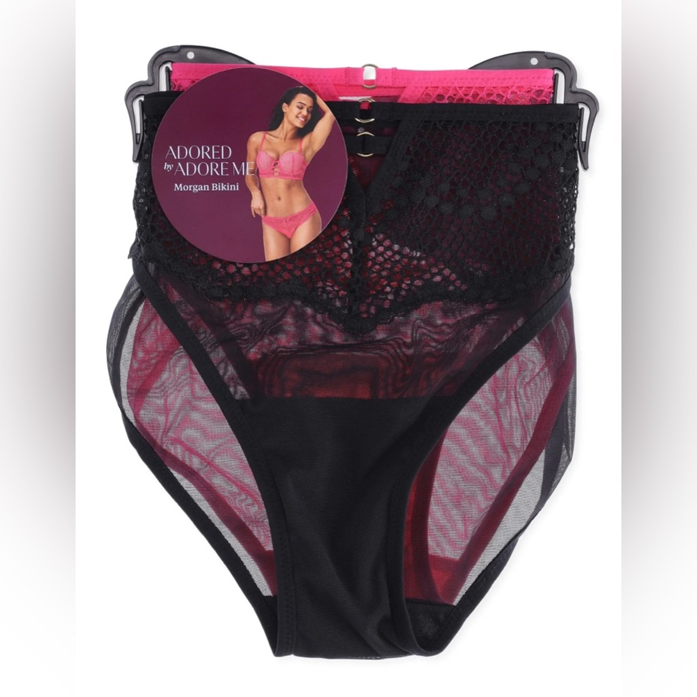 120. Adored by Adore Me Women’s Morgan Lace and Mesh Bikini Underwear,2-Pack